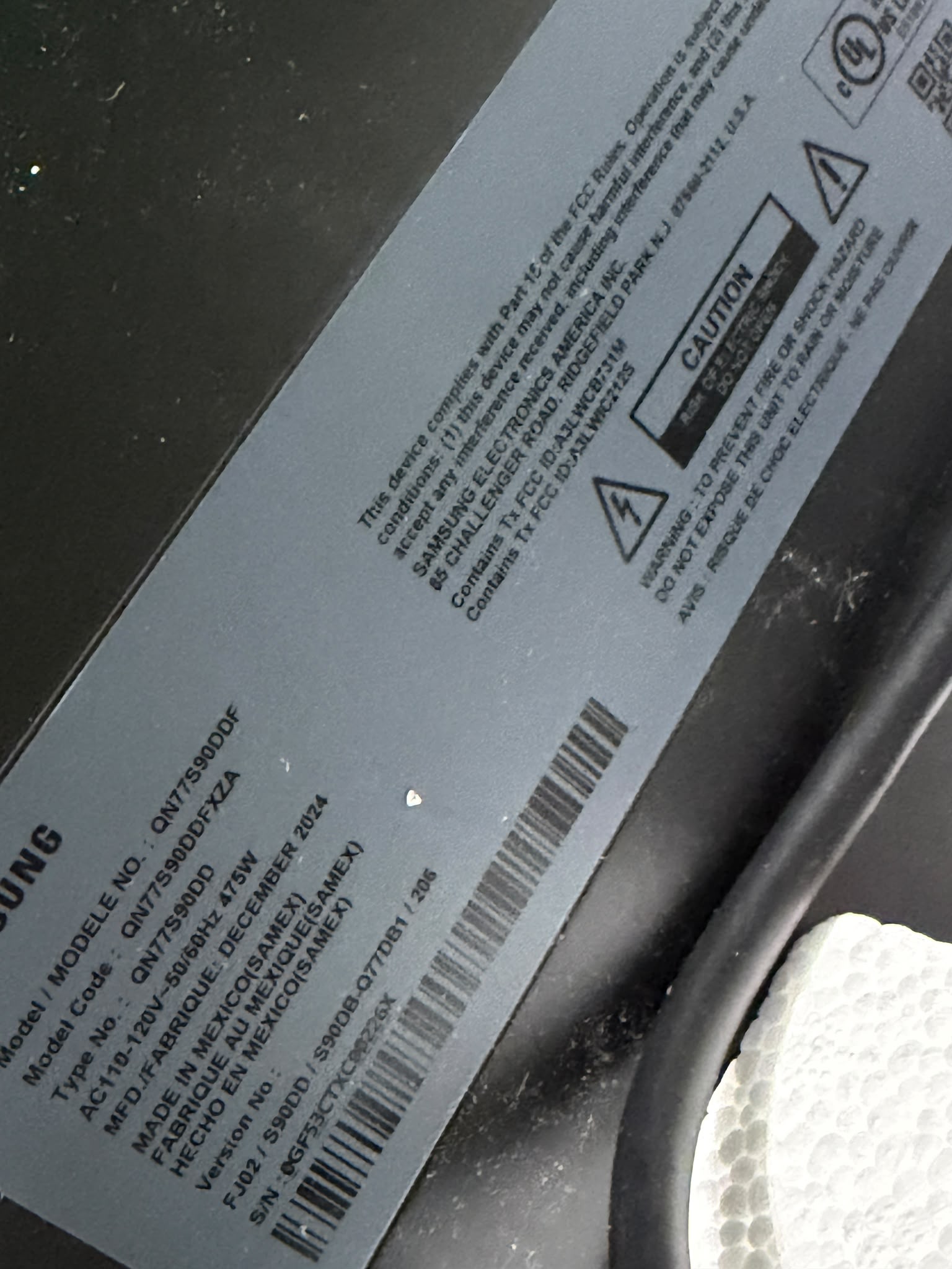 SAMSUNG QN77S90DDFXZA_FA