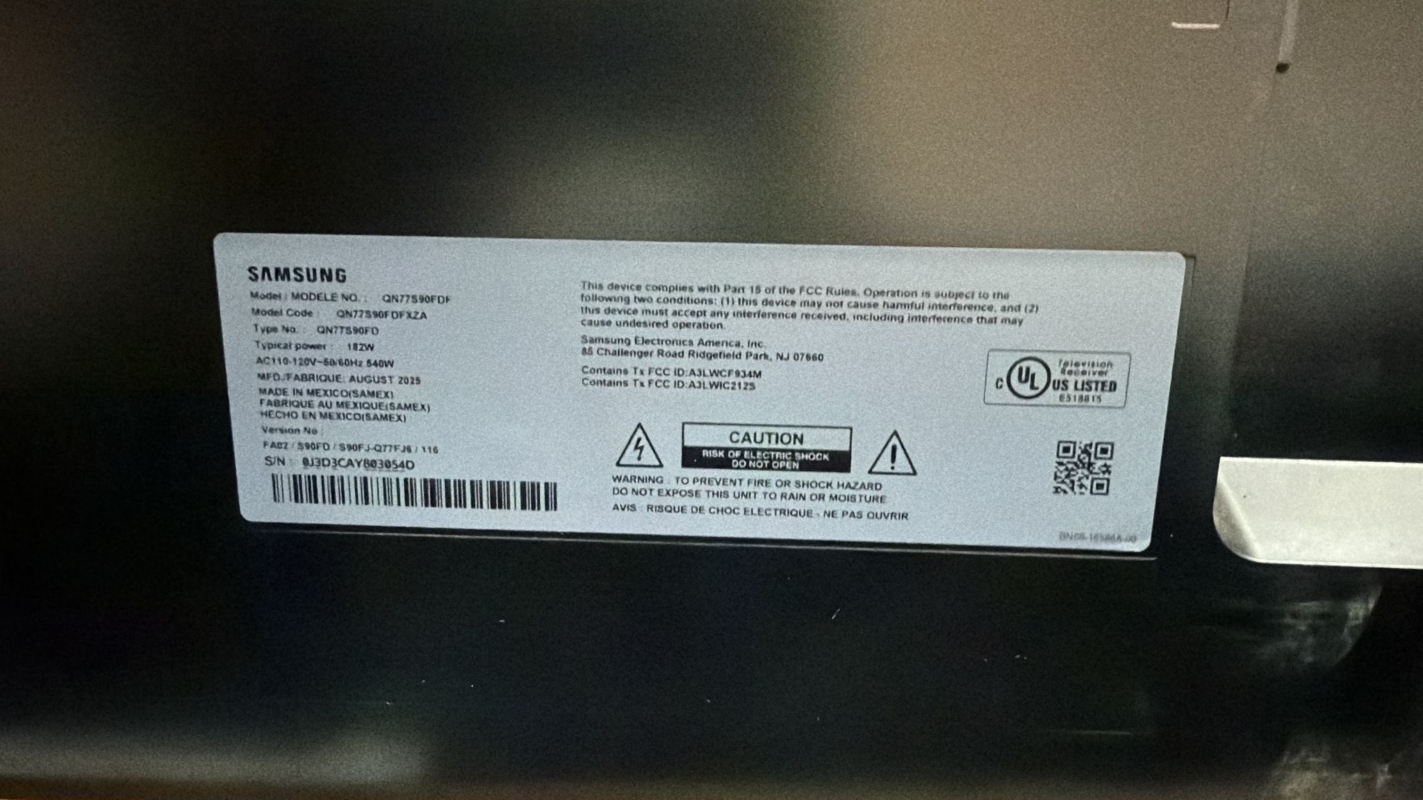SAMSUNG QN77S90FDFXZA_FA